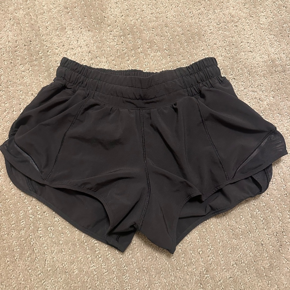 Size 2 black lululemon hotty hot shorts